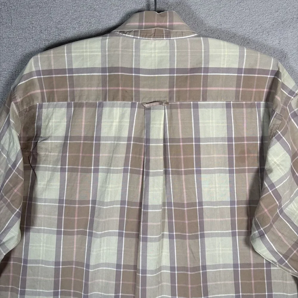 Barbour Shirt Men’s Size XL Plaid Button Up‎ Long Sleeve Camping Earth Tones